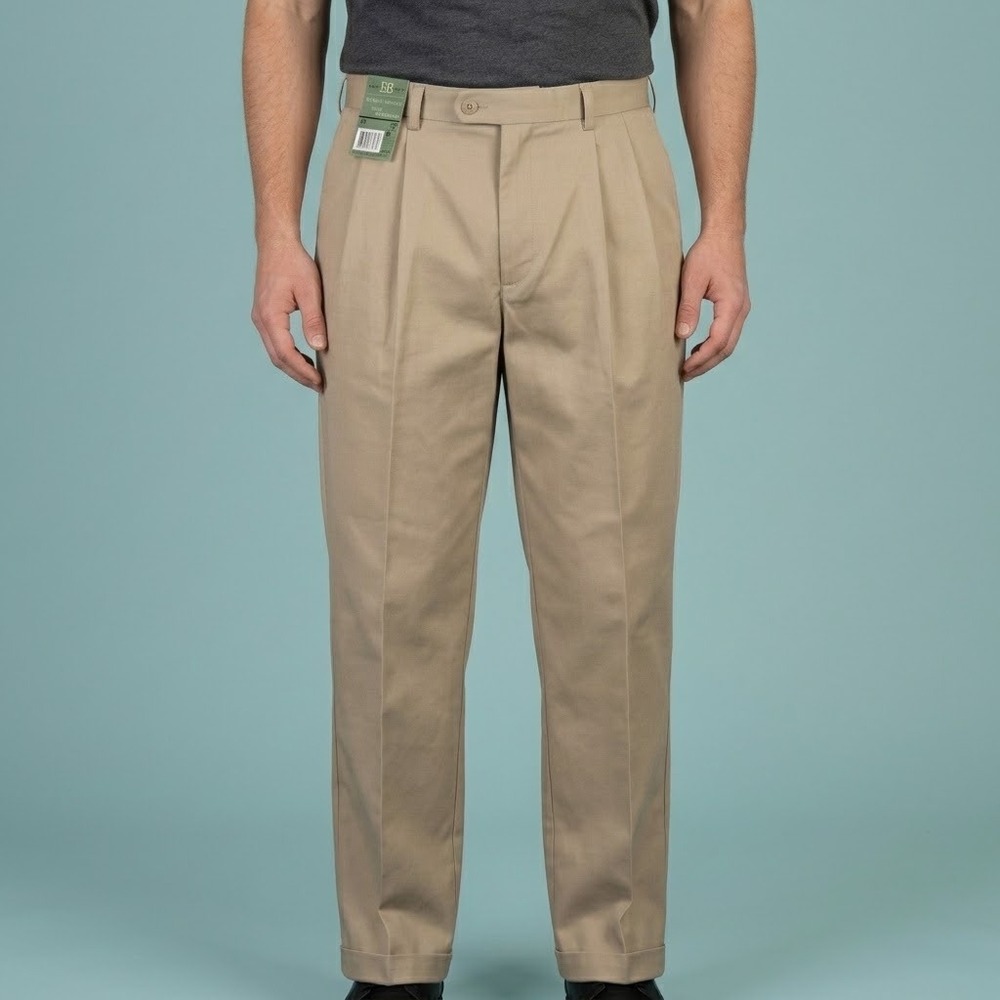 Knightsbridge Men's‎ Khaki Pants Pleated Classic Fit Cotton Blend 40x32 NWT